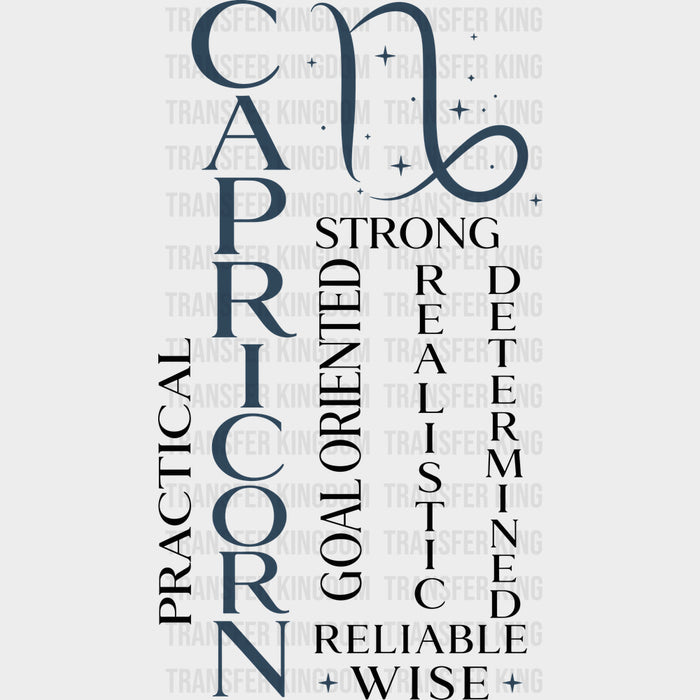 Capricorn Qualities, Teal - Zodiacs & Horoscopes DTF Transfers