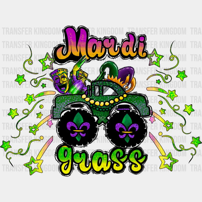 Green Truck Retro Mardi Gras Design - Mardi Gras DTF heat transfer