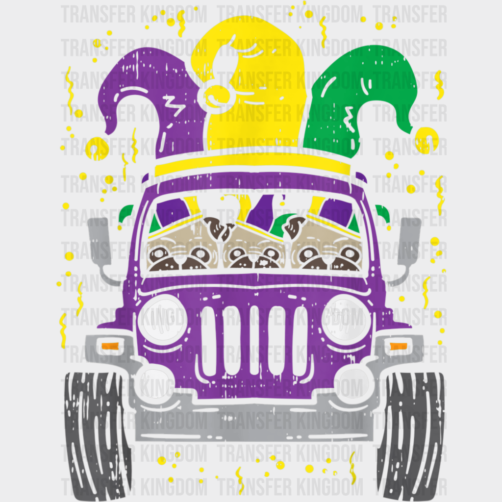 Car Mardi Gras Design- Dtf Heat Transfer