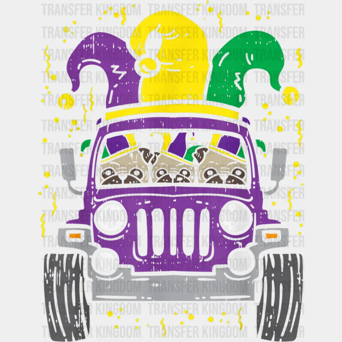 Car Mardi Gras Dogs Design - Mardi Gras DTF heat transfer