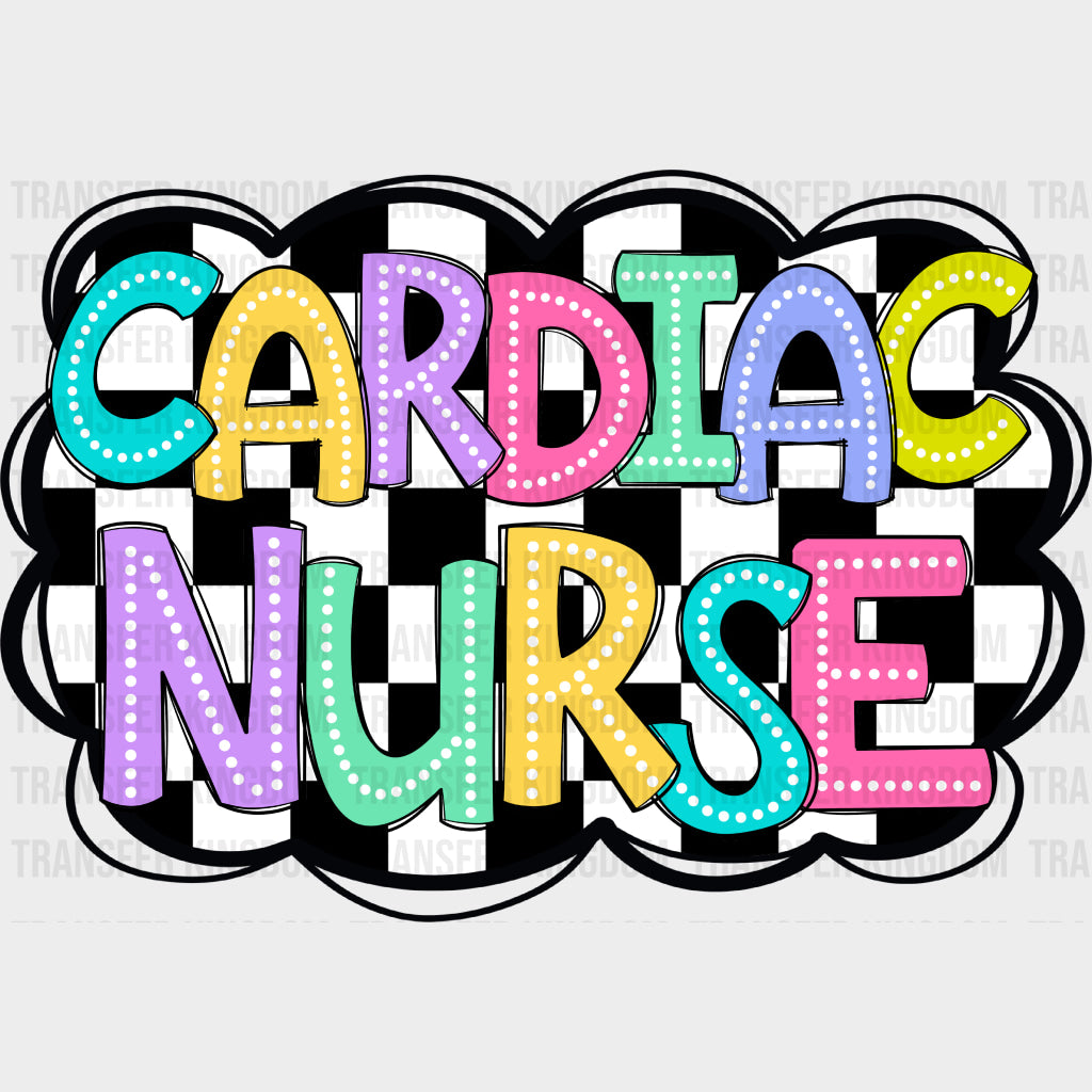 Cardiac Nurse Checkered Design - Cardiac Nurse DTF Transfers Adult Unisex - S & M (10’’) / Dark Color Design (See