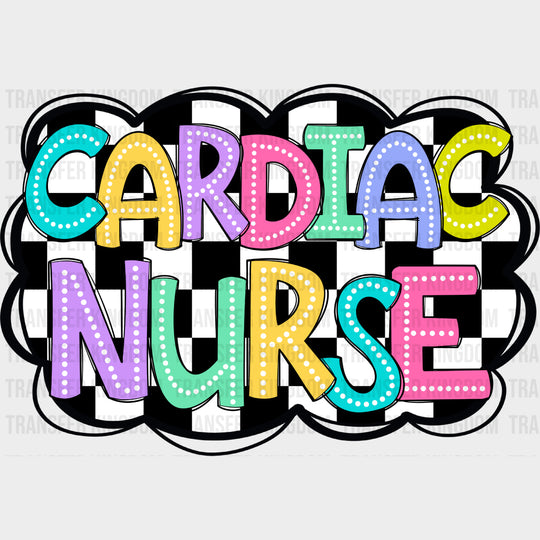 Cardiac Nurse Checkered Design - Cardiac Nurse DTF Transfers Adult Unisex - S & M (10’’) / Dark Color Design (See