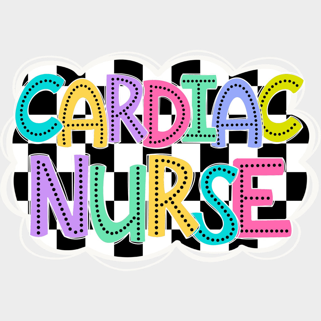 Cardiac Nurse Checkered Design - Cardiac Nurse DTF Transfers Adult Unisex - S & M (10’’) / Light Color Design (See