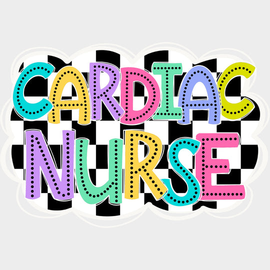 Cardiac Nurse Checkered Design - Cardiac Nurse DTF Transfers Adult Unisex - S & M (10’’) / Light Color Design (See
