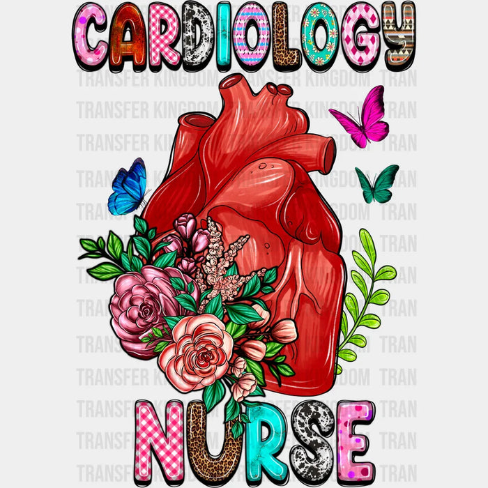 Cardiology Flower Heart Nurse - Cardiactic Nurse DTF heat transfer