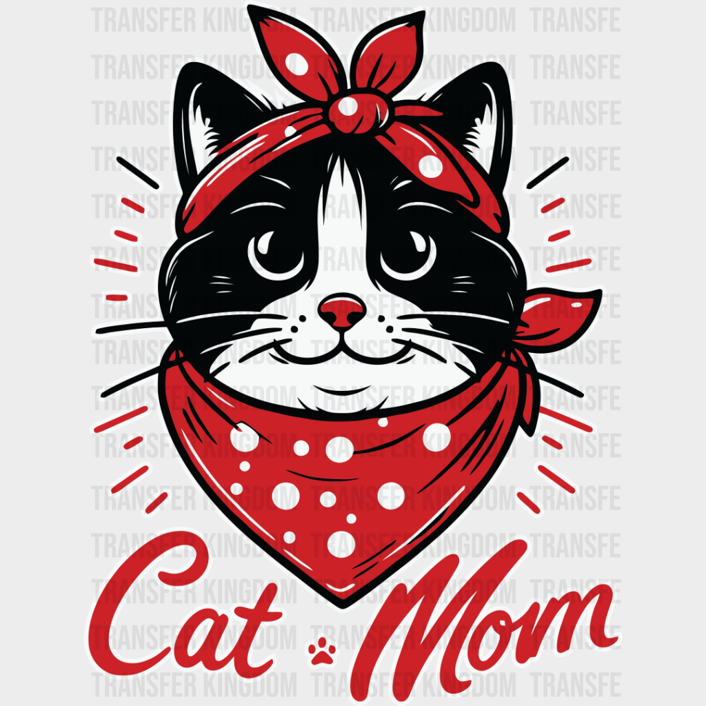 Cat And Mom Red Design - Cats Iron On Dtf Transfer