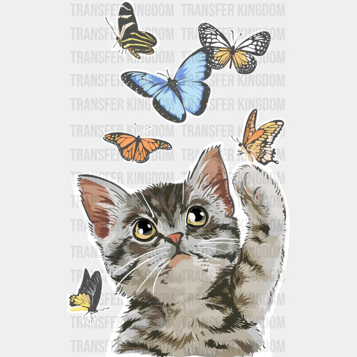 Cat Catching Butterflies - Cats DTF Transfer