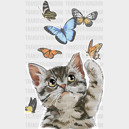 Cat Catching Butterflies - Cats DTF Transfer