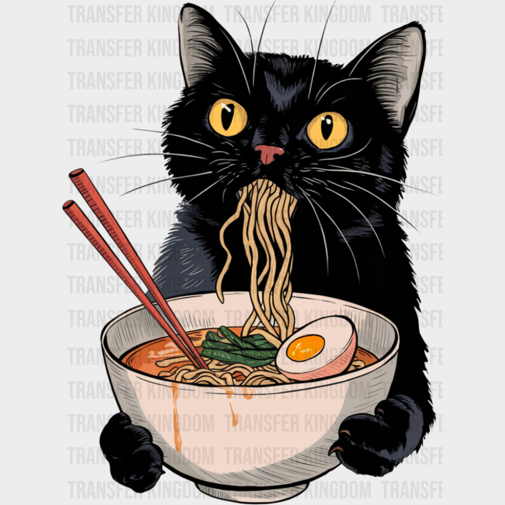 Cat Eating Ramen - Cats DTF Transfer