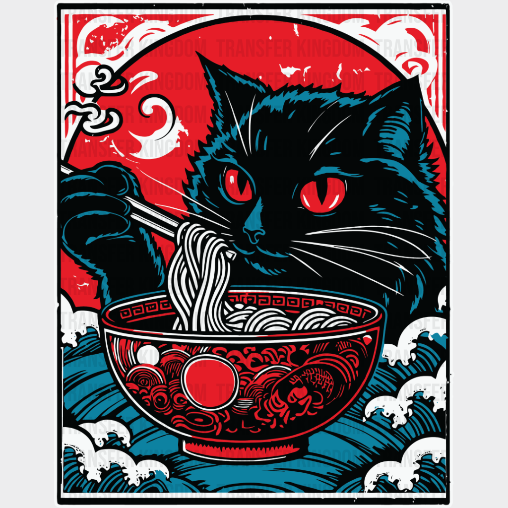 Cat Eating Ramen - Cats Iron On Dtf Transfer