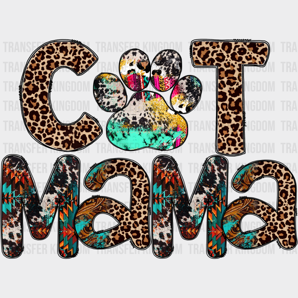 Cat Mama Leopard Print Design - Cats Iron On Dtf Transfer