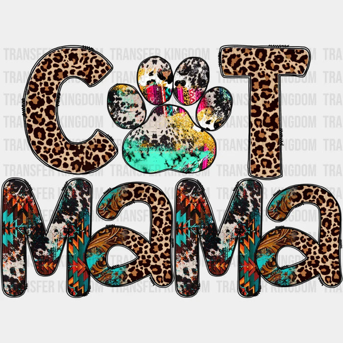 Cat Mama Leopard Print Design - Cats Iron On DTF Transfer