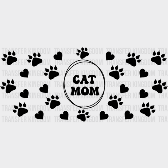 Cat Mom Circular Dark Design - Pets Cup Wrap Uv Sticker Permanent Dtf Decal