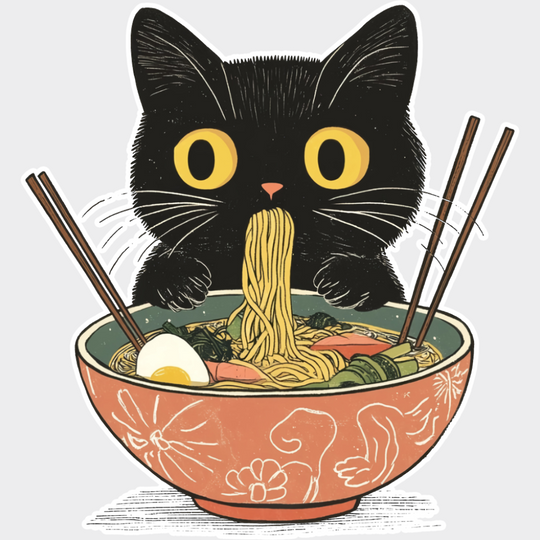 Cat Ramen Bowl - Cats DTF Transfer Adult Unisex - S & M (10’’) / Light Color Design (See Imaging)