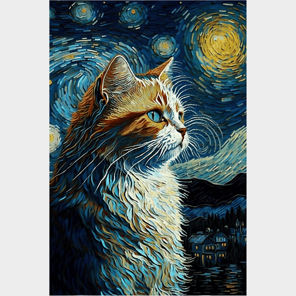 Cat & The Starry Night - Cats DTF Transfer