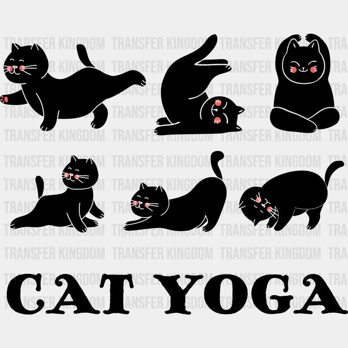 Cat Yoga B&W - Yoga DTF Heat Transfer