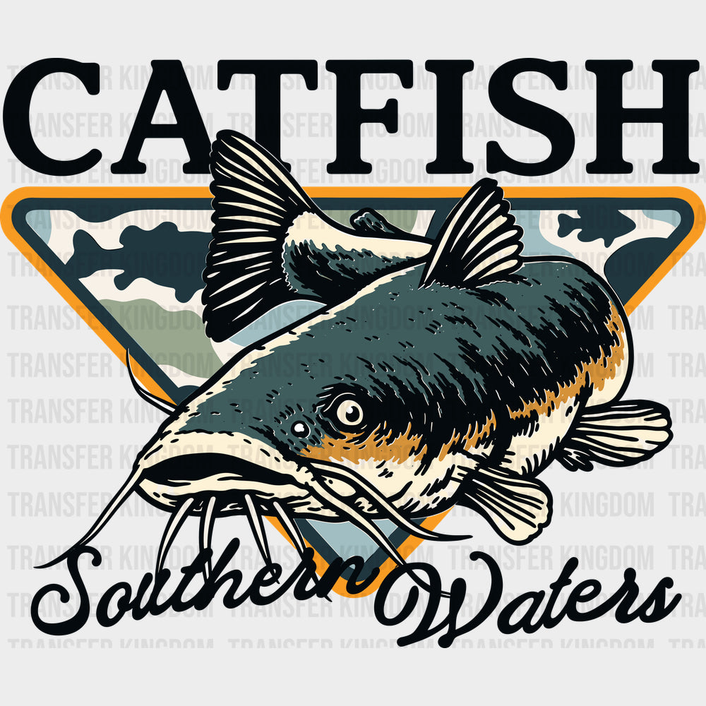 Catfish Southern Waters - Fishing DTF Transfers - Adult Unisex - S & M (10’’) / Dark Color Design (See Imaging)