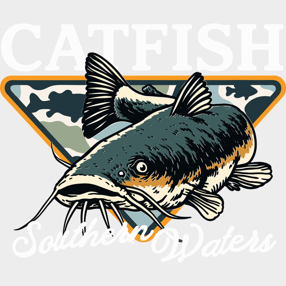Catfish Southern Waters - Fishing DTF Transfers - Adult Unisex - S & M (10’’) / Light Color Design (See Imaging)