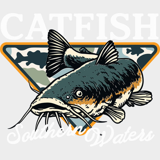 Catfish Southern Waters - Fishing DTF Transfers - Adult Unisex - S & M (10’’) / Light Color Design (See Imaging)