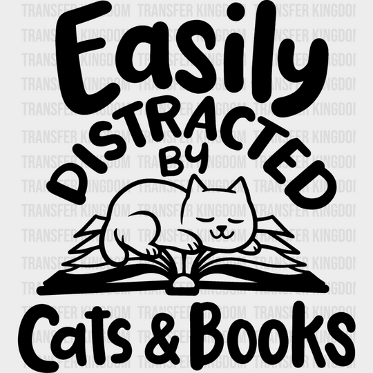 Cats And Books - Reading Dtf Heat Transfer Unisex S & M (10’’) / Dark Color Design See Imaging