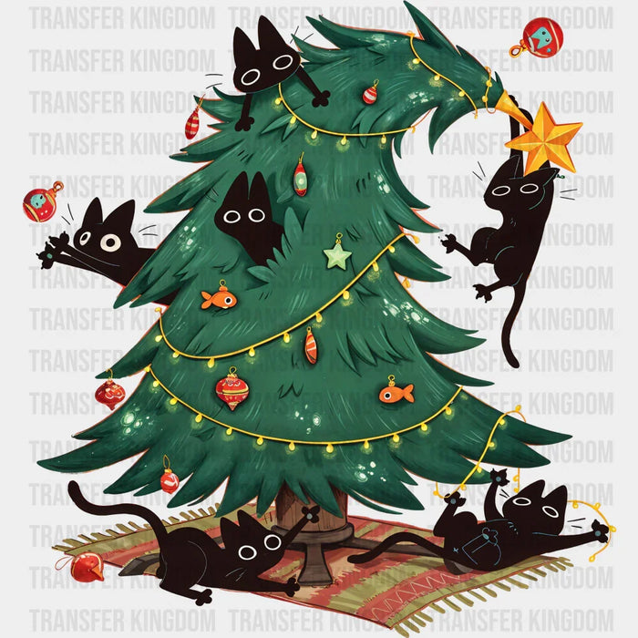 Cats With Christmas Tree - Christmas DTF Transfer