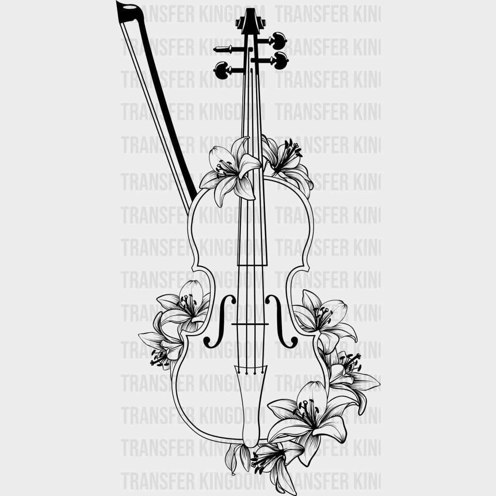Cello & Flowers - Music DTF Transfers transfer-kingdom Dark Color Design (See Imaging)