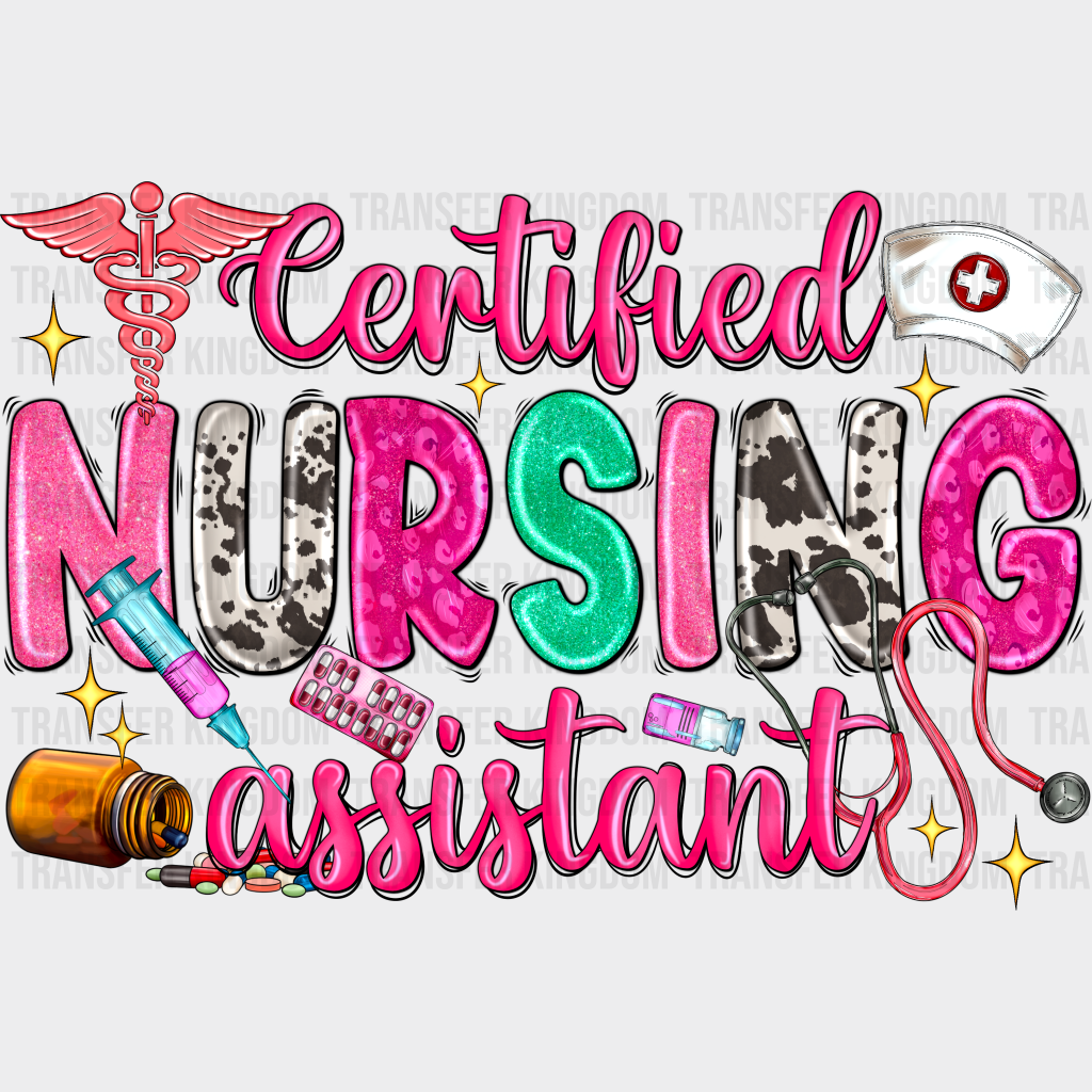 Certified Nursing Assistant Pink Design - Cna Dtf Heat Transfer