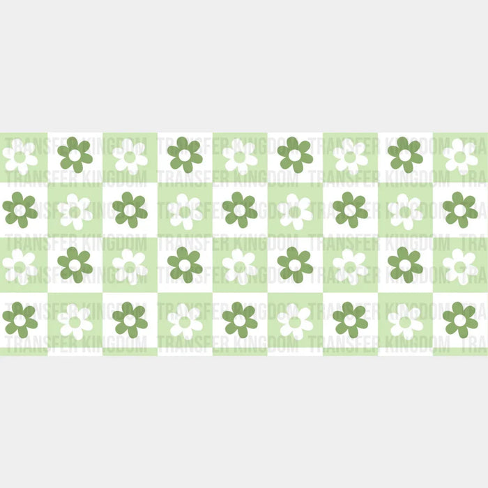 Checkered Flower Design - St Patrick Cup Wrap UV Sticker Permanent UV DTF Decal