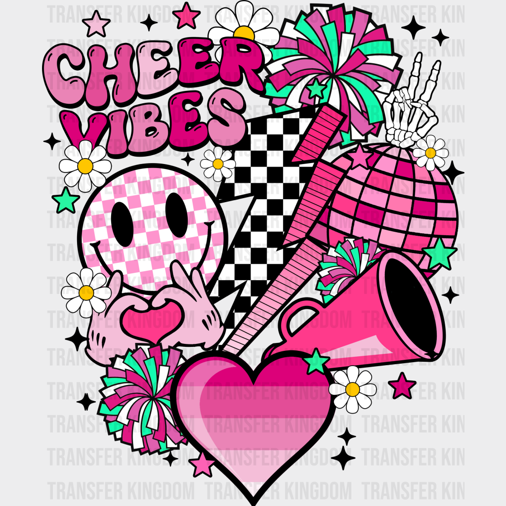 Cheer Vibes Doodles - Cheerleader Dtf Heat Transfer