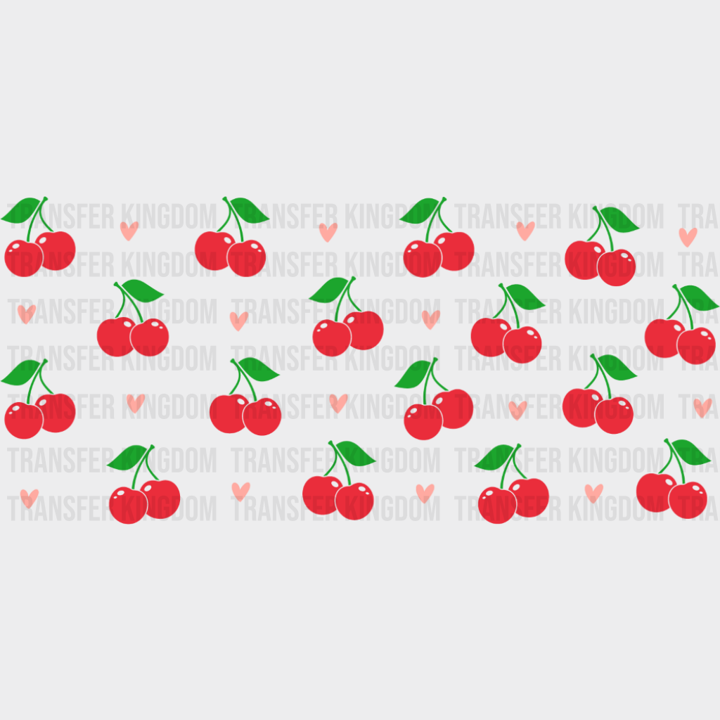 Cherries & Hearts - General Cup Wrap UV Sticker Permanent UV DTF Decal UVDTF