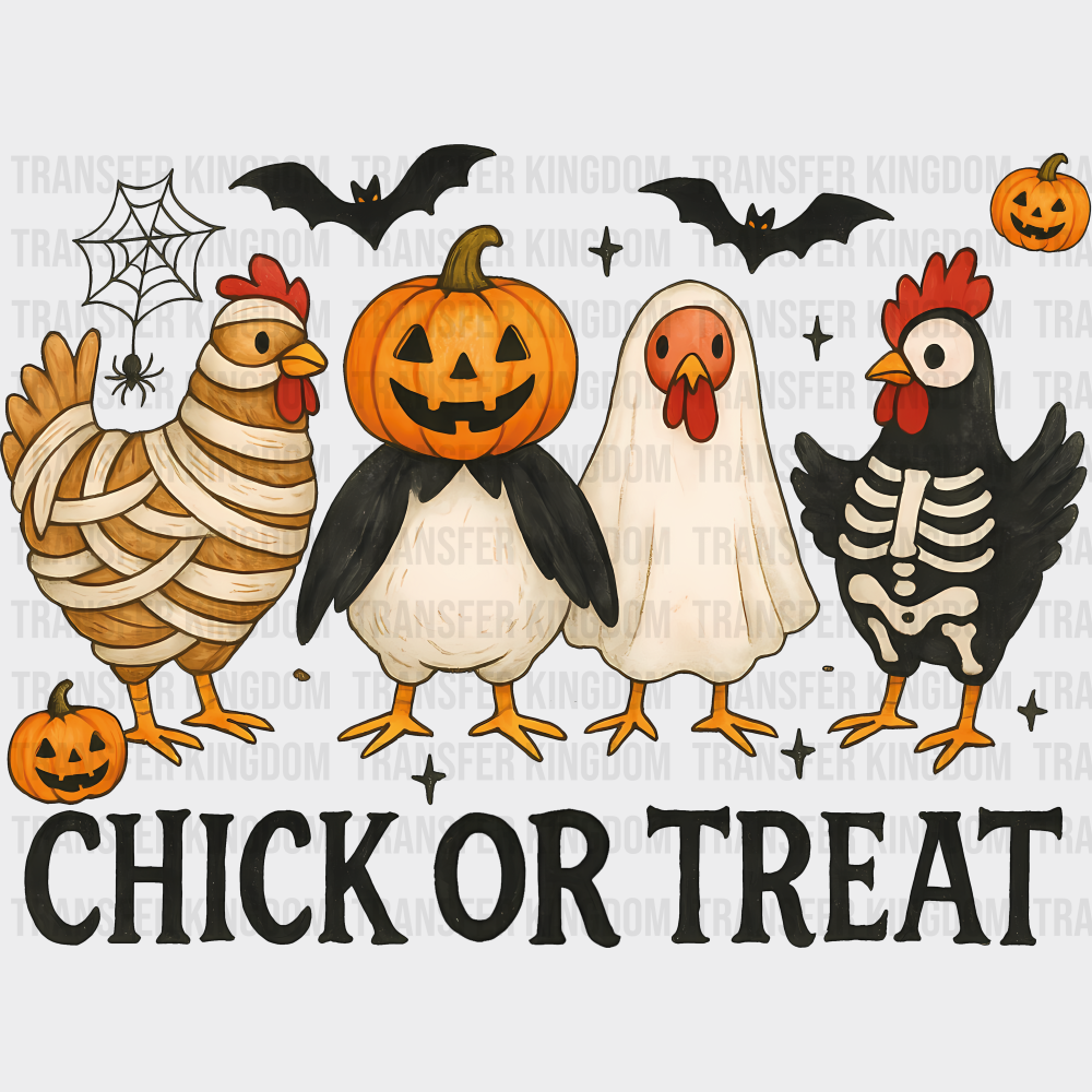 Chick Or Treat - Halloween DTF Transfer Adult Unisex - S & M (10’’) / Dark Color Design (See Imaging)