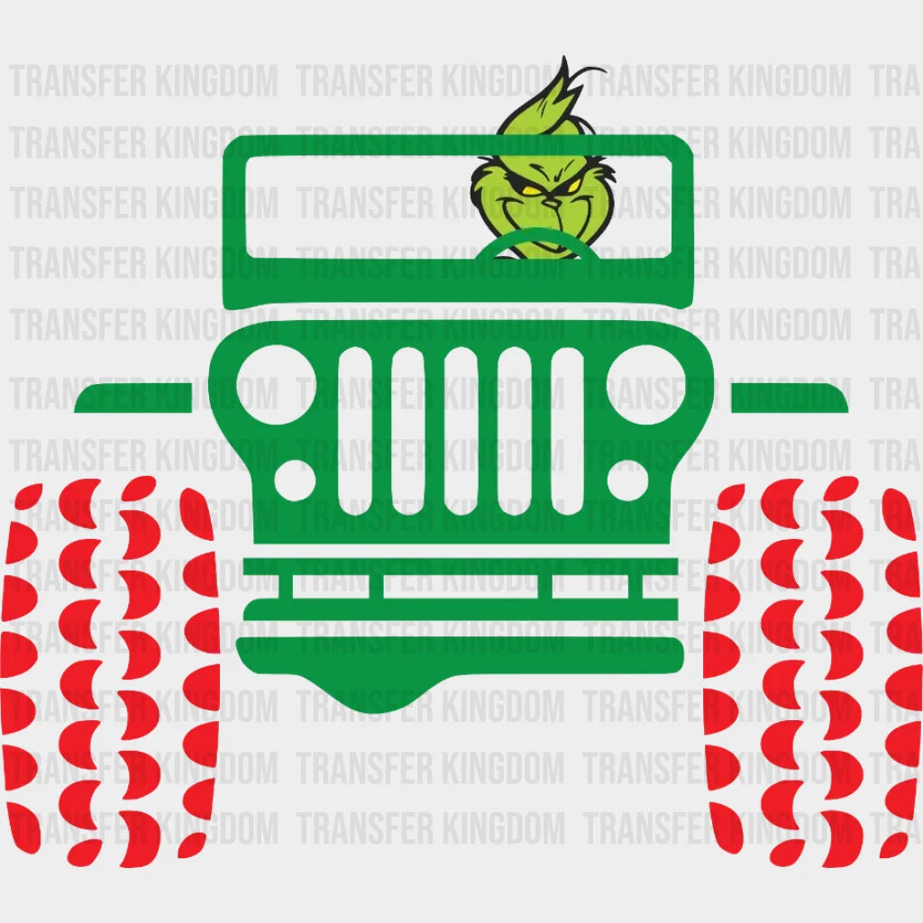 Christmas Grinch Truck Jeep Design - Dtf Heat Transfer