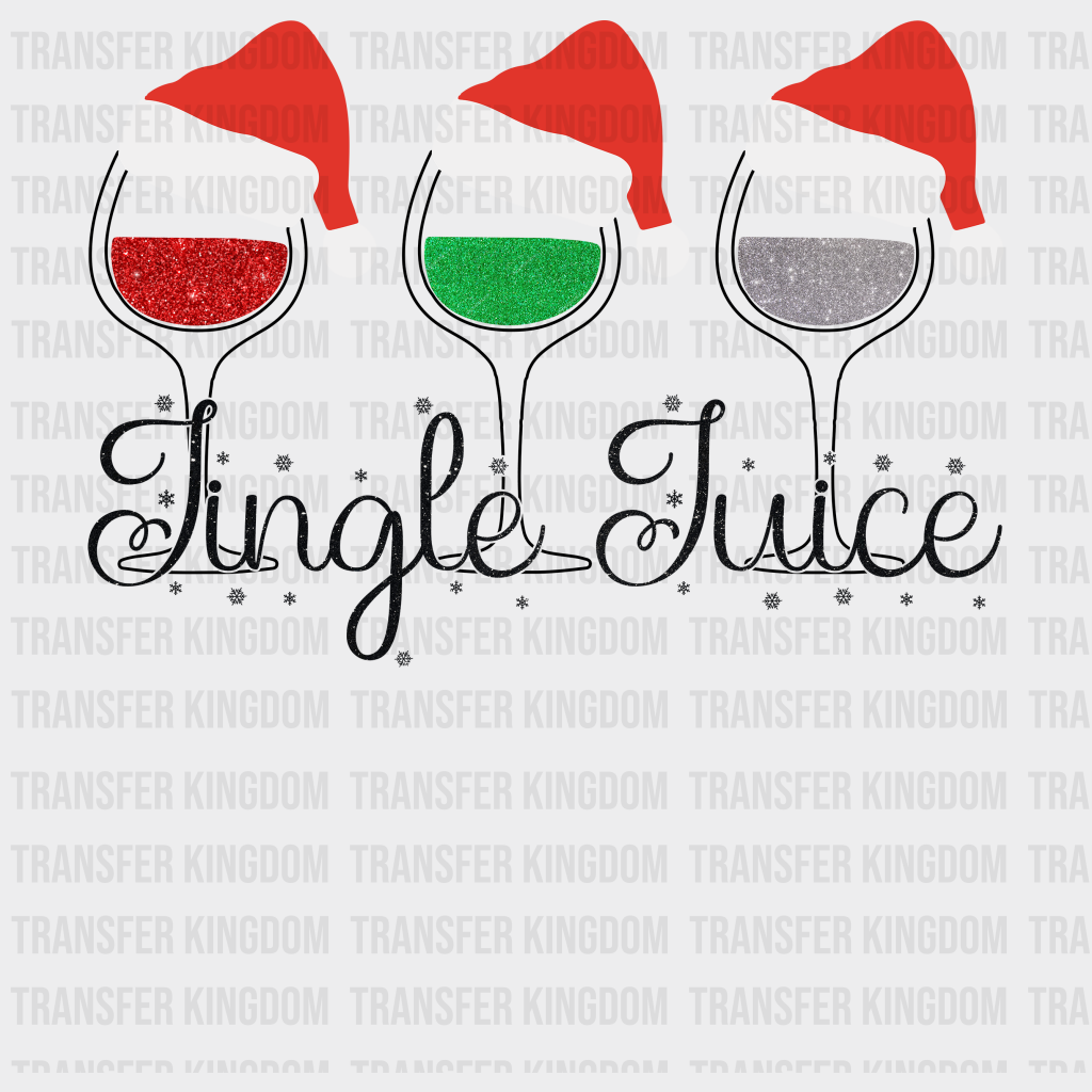 Christmas Jingle Juice Glitter Wine Design - Dtf Heat Transfer Unisex S & M ( 10 ) / Dark Color See