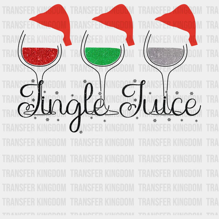 Christmas Jingle Juice Glitter Wine Design - DTF heat transfer