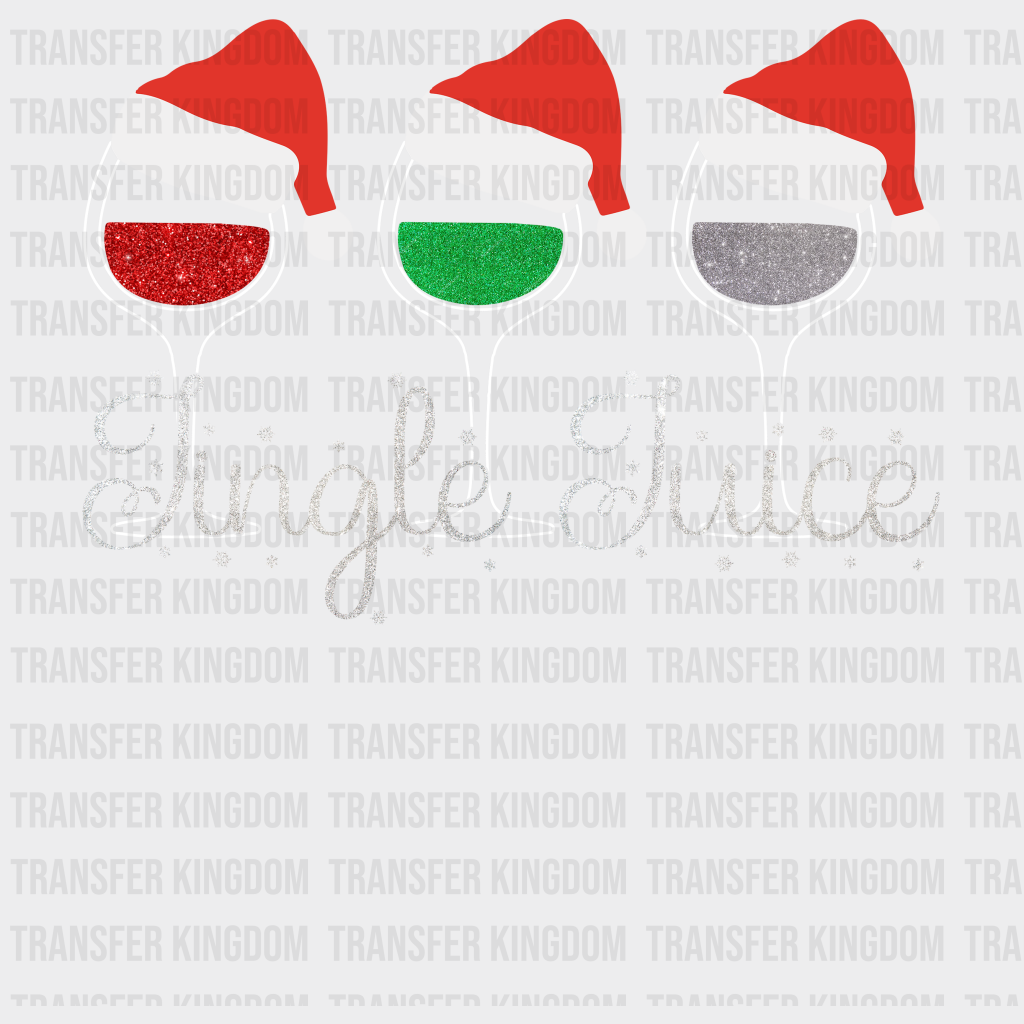 Christmas Jingle Juice Glitter Wine Design - Dtf Heat Transfer Unisex S & M ( 10 ) / Light Color See