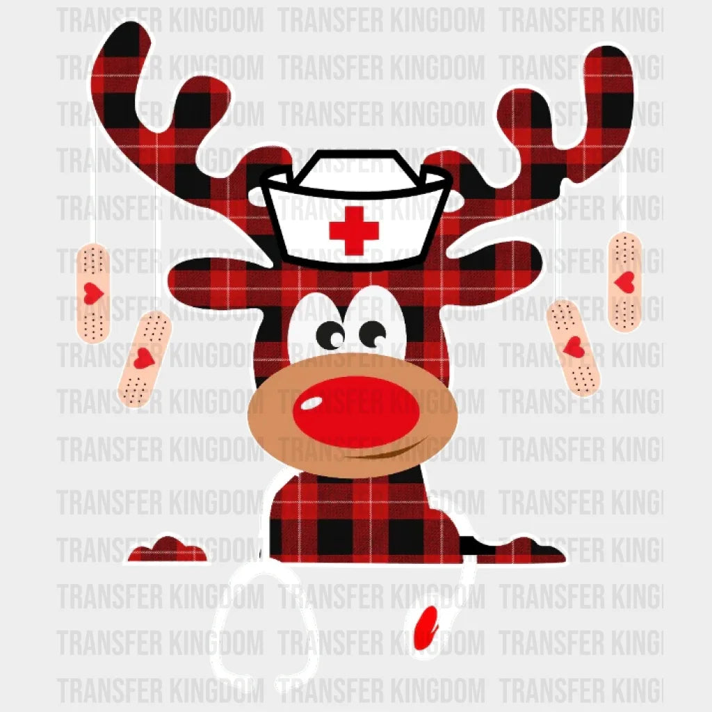 Christmas Nurse Deer Design - Dtf Heat Transfer