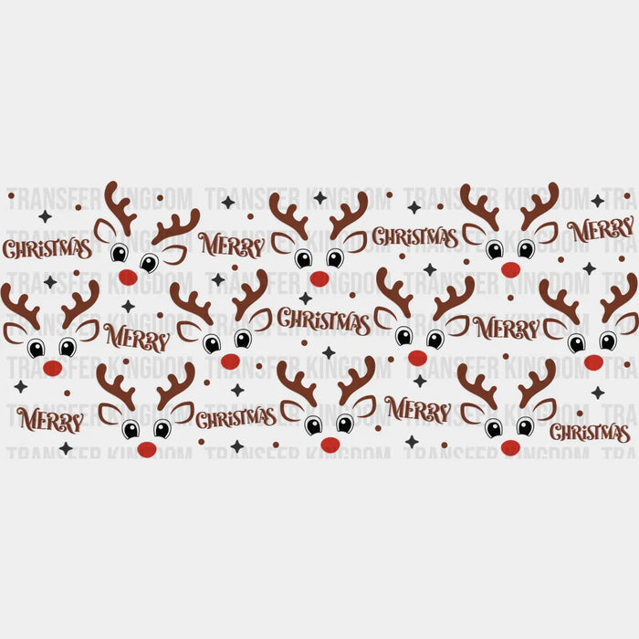 Christmas Reindeer Design - Christmas Cup Wrap UV Sticker Permanent UV DTF Decal
