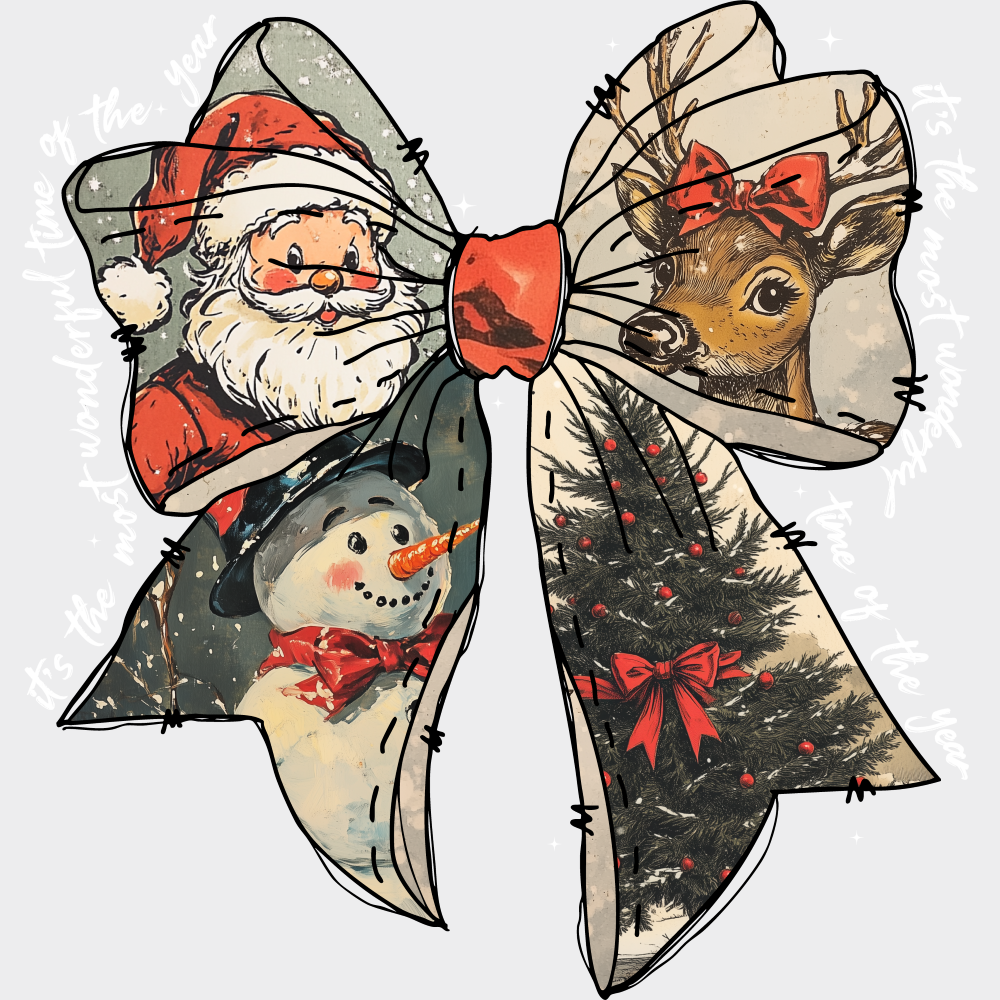 Christmas Ribbon - Christmas DTF Transfer Adult Unisex - S & M (10’’) / Light Color Design (See Imaging)