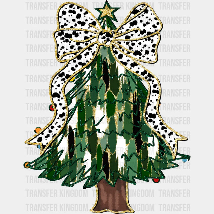Christmas Tree White Ribbon - Christmas DTF Transfer