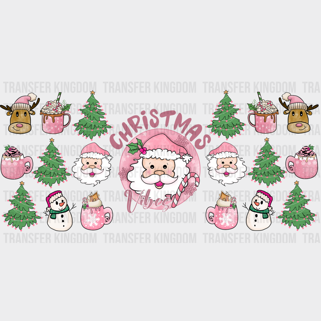 Christmas Vibes Santa Design - Cup Wrap Uv Sticker Permanent Dtf Decal