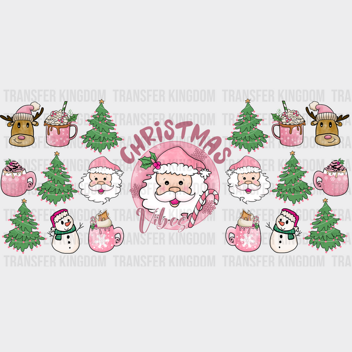 Christmas Vibes Santa Design - Christmas Cup Wrap UV Sticker Permanent UV DTF Decal