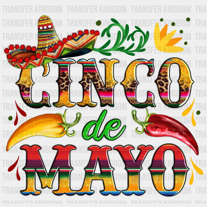 Cinco De Mayo Peppers And Sombrero - Cinco De Mayo DTF heat transfer