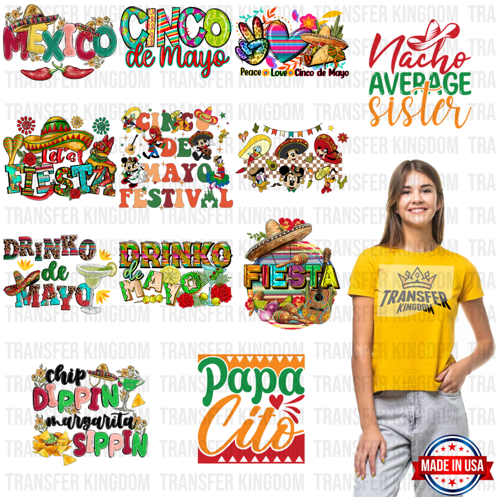 Cinco De Mayo Premade Gang Sheet - 12 Pcs 10 Inch (Bundle 1)