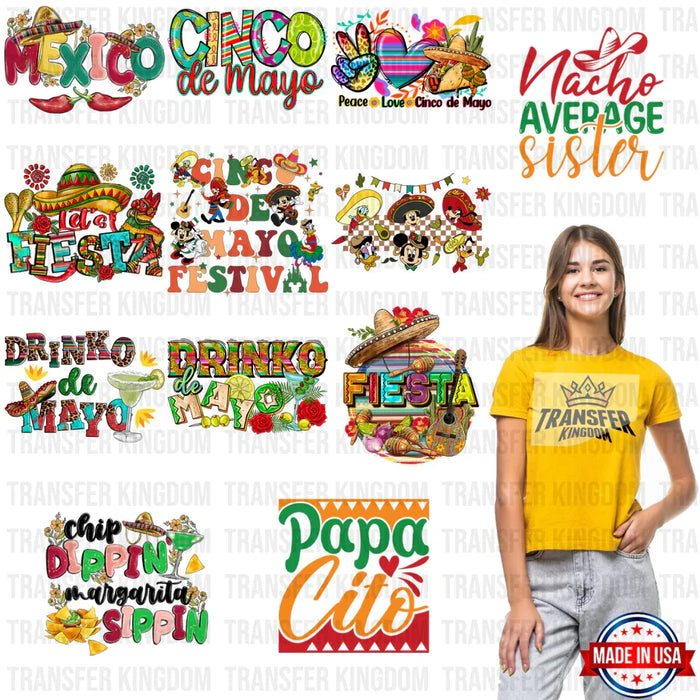 Cinco De Mayo Premade Gang sheet - 12 PCS 10 INCH (Bundle 1)