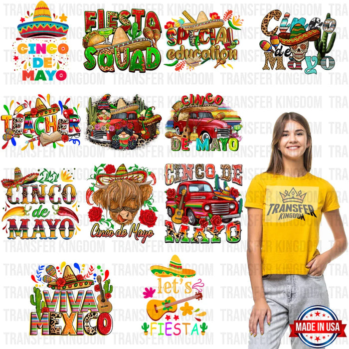 Cinco De Mayo Premade Gang sheet - 12 PCS 10 INCH (Bundle 2)