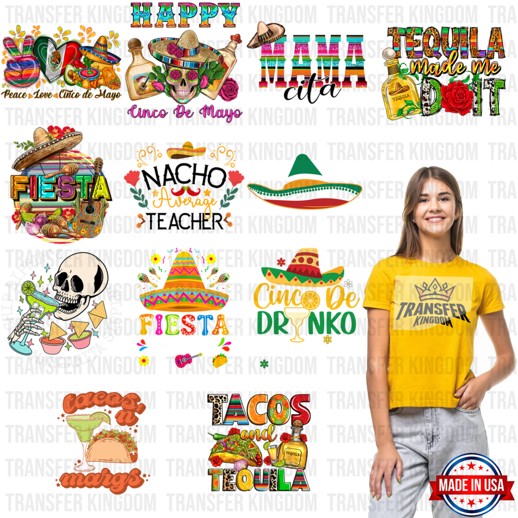 Cinco De Mayo Premade Gang Sheet - 12 Pcs 10 Inch (Bundle 3)