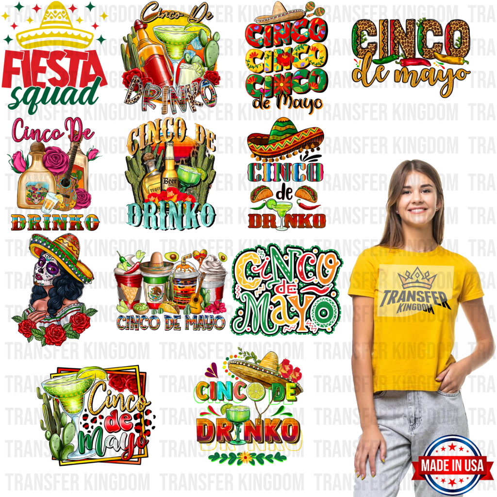 Cinco De Mayo Premade Gang Sheet - 12 Pcs 10 Inch (Bundle 4)