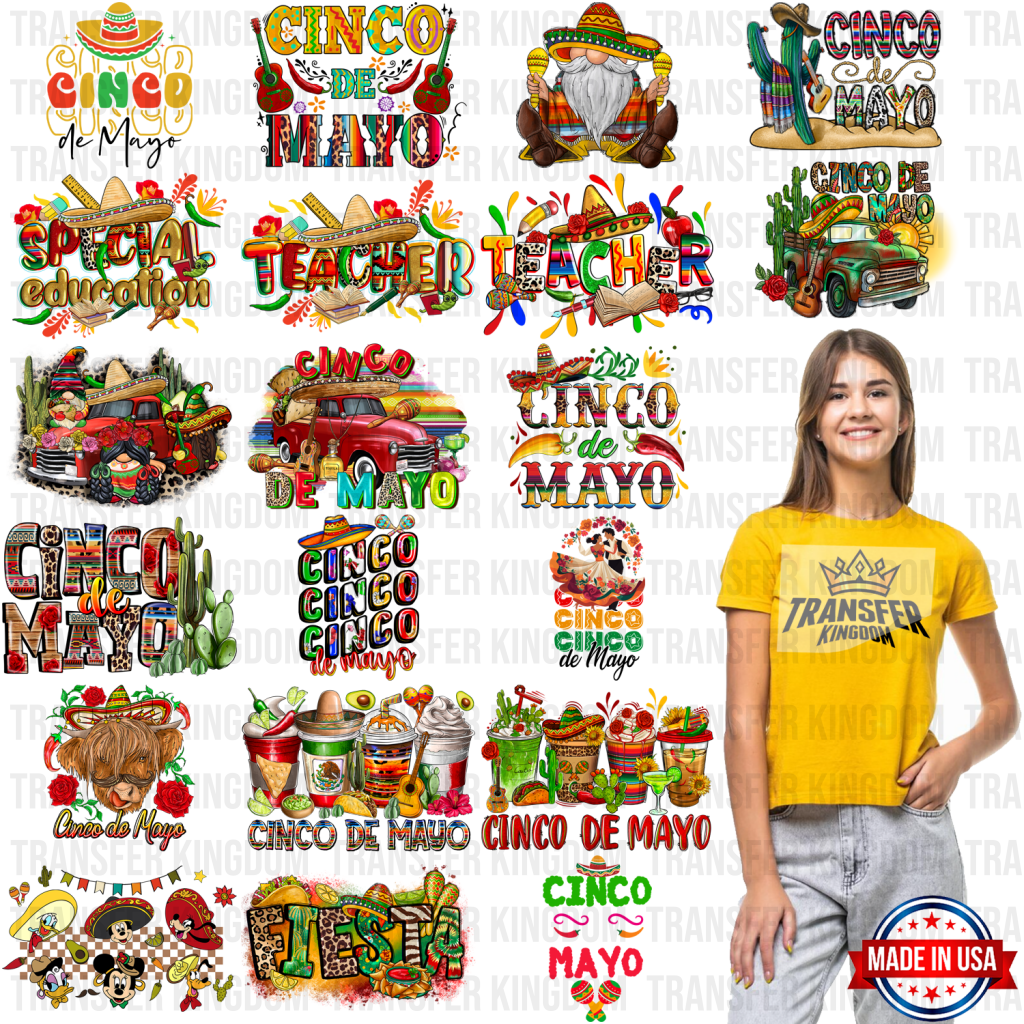 Cinco De Mayo Premade Gang Sheet - 20 Pcs 10 Inch (Bundle 1)