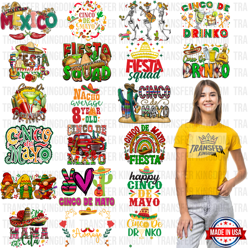 Cinco De Mayo Premade Gang Sheet - 20 Pcs 10 Inch (Bundle 2)