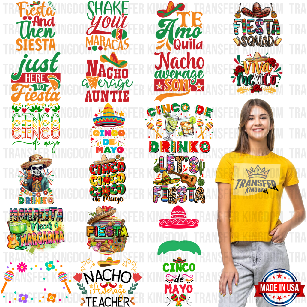 Cinco De Mayo Premade Gang Sheet - 20 Pcs 10 Inch (Bundle 3)